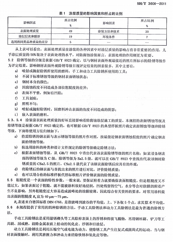 ʯ�ͻ���Ϳ�Ϸ����g����ʩ�����g(sh��)Ҏ(gu��)��SH/T 3606-2011�l���f��-����̎��